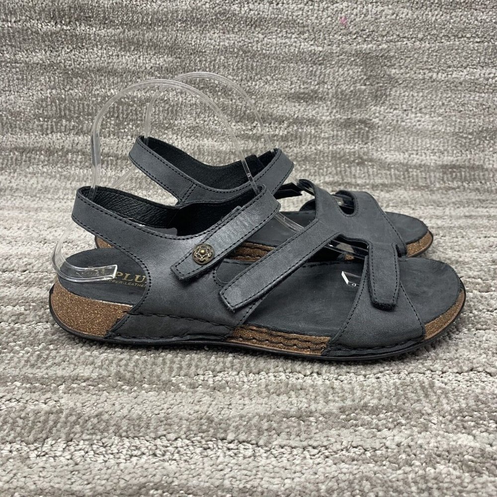 La Plume Black Heel Strap Back Sandals Leather Italy Women Sz 40 US 10